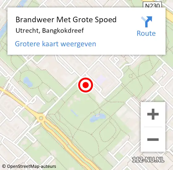 Locatie op kaart van de 112 melding: Brandweer Met Grote Spoed Naar Utrecht, Bangkokdreef op 10 februari 2023 00:44