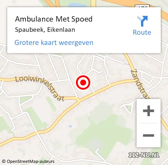 Locatie op kaart van de 112 melding: Ambulance Met Spoed Naar Spaubeek, Eikenlaan op 15 augustus 2014 02:23