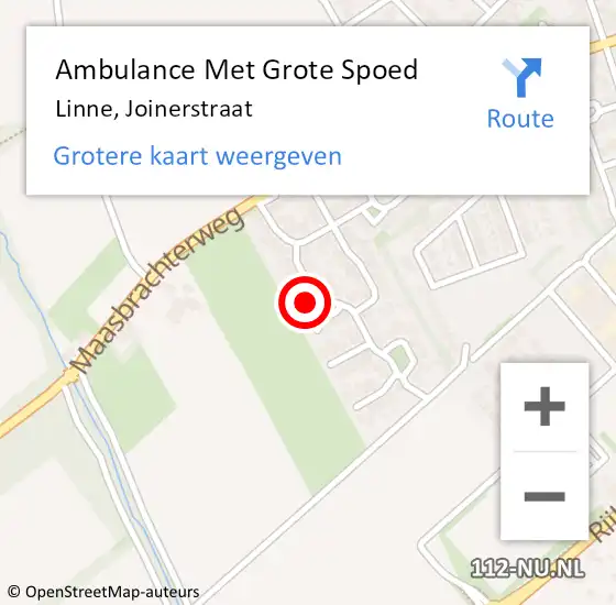 Locatie op kaart van de 112 melding: Ambulance Met Grote Spoed Naar Linne, Joinerstraat op 10 februari 2023 01:44