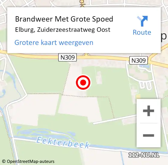 Locatie op kaart van de 112 melding: Brandweer Met Grote Spoed Naar Elburg, Zuiderzeestraatweg Oost op 10 februari 2023 02:01