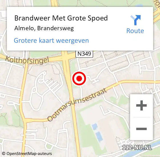 Locatie op kaart van de 112 melding: Brandweer Met Grote Spoed Naar Almelo, Brandersweg op 10 februari 2023 02:13