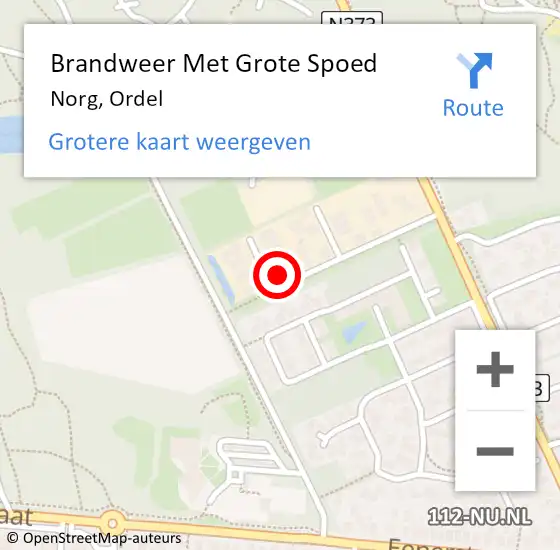 Locatie op kaart van de 112 melding: Brandweer Met Grote Spoed Naar Norg, Ordel op 15 augustus 2014 02:42