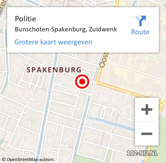 Locatie op kaart van de 112 melding: Politie Bunschoten-Spakenburg, Zuidwenk op 10 februari 2023 05:29