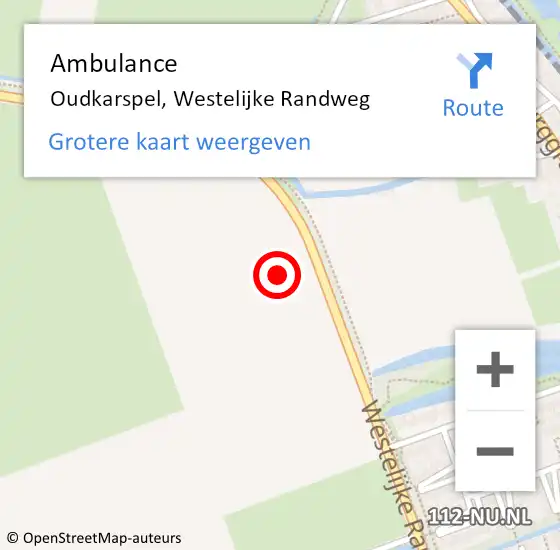 Locatie op kaart van de 112 melding: Ambulance Oudkarspel, Westelijke Randweg op 10 februari 2023 05:55