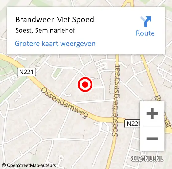 Locatie op kaart van de 112 melding: Brandweer Met Spoed Naar Soest, Seminariehof op 10 februari 2023 06:30