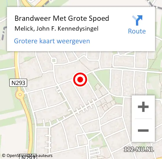 Locatie op kaart van de 112 melding: Brandweer Met Grote Spoed Naar Melick, John F. Kennedysingel op 10 februari 2023 07:02