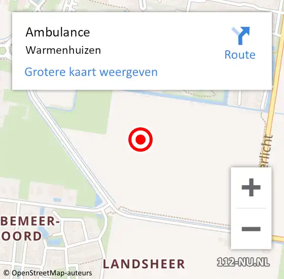 Locatie op kaart van de 112 melding: Ambulance Warmenhuizen op 10 februari 2023 07:21