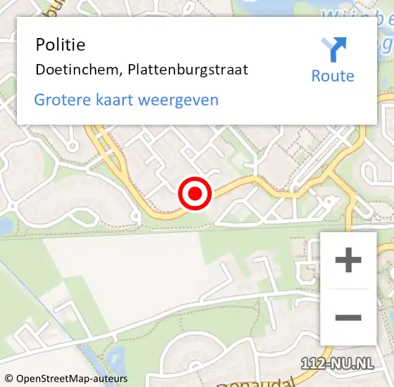 Locatie op kaart van de 112 melding: Politie Doetinchem, Plattenburgstraat op 10 februari 2023 07:25