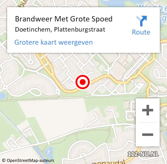 Locatie op kaart van de 112 melding: Brandweer Met Grote Spoed Naar Doetinchem, Plattenburgstraat op 10 februari 2023 07:25