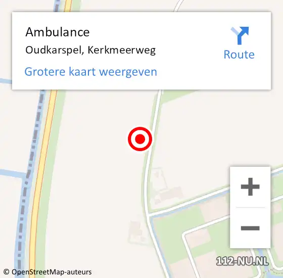 Locatie op kaart van de 112 melding: Ambulance Oudkarspel, Kerkmeerweg op 10 februari 2023 07:50
