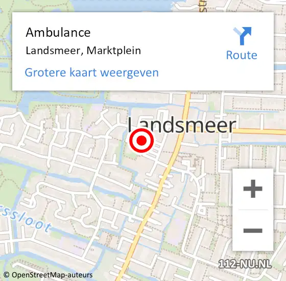 Locatie op kaart van de 112 melding: Ambulance Landsmeer, Marktplein op 10 februari 2023 08:02