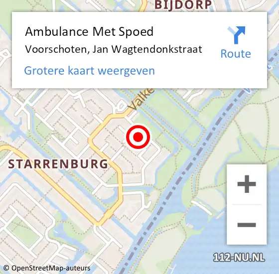 Locatie op kaart van de 112 melding: Ambulance Met Spoed Naar Voorschoten, Jan Wagtendonkstraat op 10 februari 2023 08:34