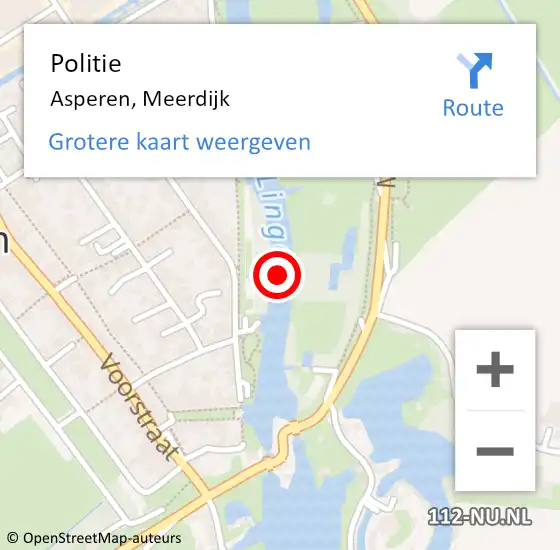 Locatie op kaart van de 112 melding: Politie Asperen, Meerdijk op 10 februari 2023 08:49