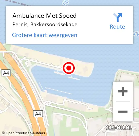 Locatie op kaart van de 112 melding: Ambulance Met Spoed Naar Pernis, Bakkersoordsekade op 10 februari 2023 08:50