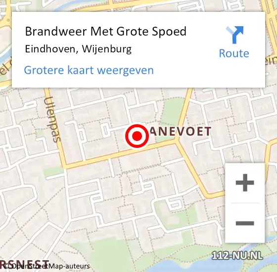 Locatie op kaart van de 112 melding: Brandweer Met Grote Spoed Naar Eindhoven, Wijenburg op 10 februari 2023 08:50