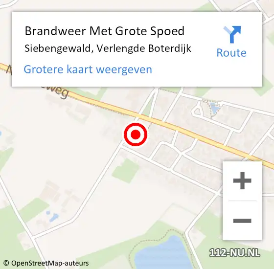 Locatie op kaart van de 112 melding: Brandweer Met Grote Spoed Naar Siebengewald, Verlengde Boterdijk op 10 februari 2023 08:53