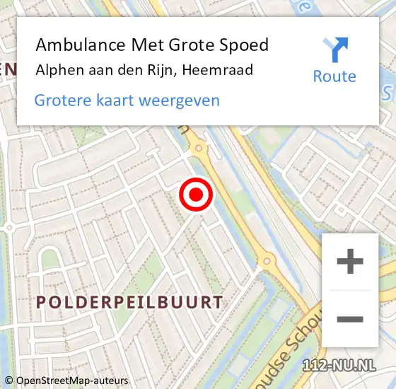 Locatie op kaart van de 112 melding: Ambulance Met Grote Spoed Naar Alphen aan den Rijn, Heemraad op 10 februari 2023 09:11