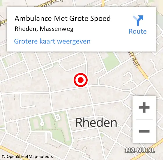 Locatie op kaart van de 112 melding: Ambulance Met Grote Spoed Naar Rheden, Massenweg op 10 februari 2023 09:14