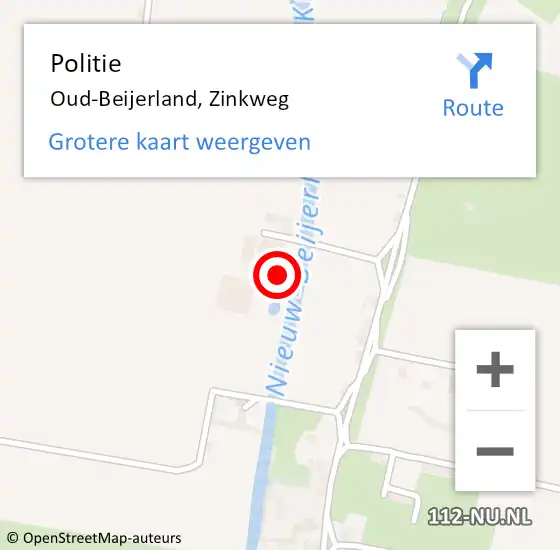 Locatie op kaart van de 112 melding: Politie Oud-Beijerland, Zinkweg op 10 februari 2023 09:21