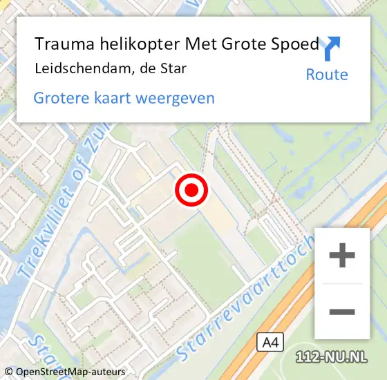 Locatie op kaart van de 112 melding: Trauma helikopter Met Grote Spoed Naar Leidschendam, de Star op 10 februari 2023 09:33