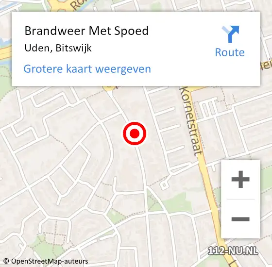 Locatie op kaart van de 112 melding: Brandweer Met Spoed Naar Uden, Bitswijk op 10 februari 2023 09:52