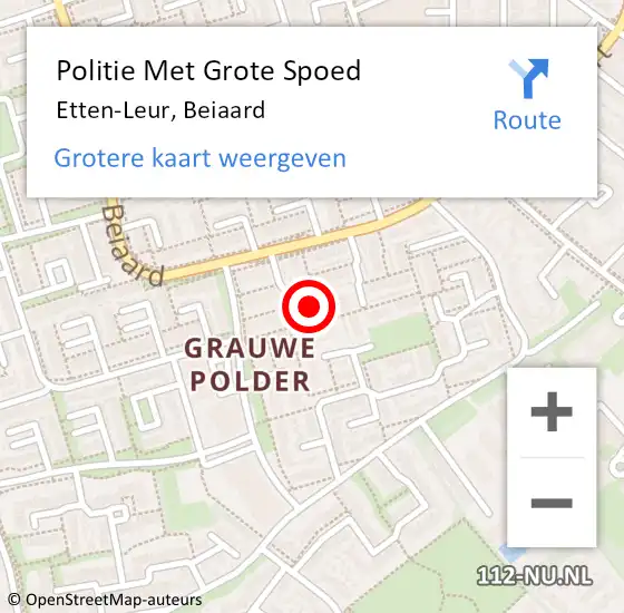 Locatie op kaart van de 112 melding: Politie Met Grote Spoed Naar Etten-Leur, Beiaard op 10 februari 2023 09:54