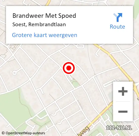 Locatie op kaart van de 112 melding: Brandweer Met Spoed Naar Soest, Rembrandtlaan op 10 februari 2023 09:56