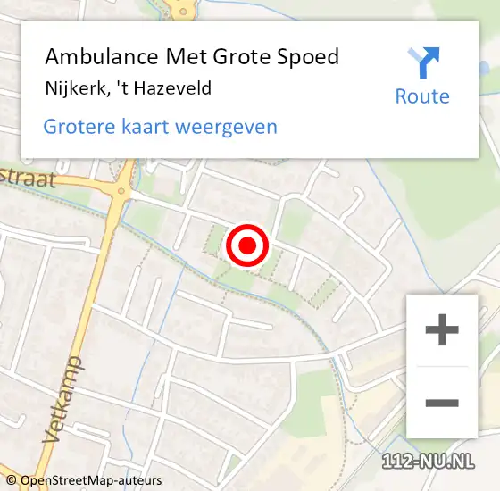 Locatie op kaart van de 112 melding: Ambulance Met Grote Spoed Naar Nijkerk, 't Hazeveld op 10 februari 2023 09:56