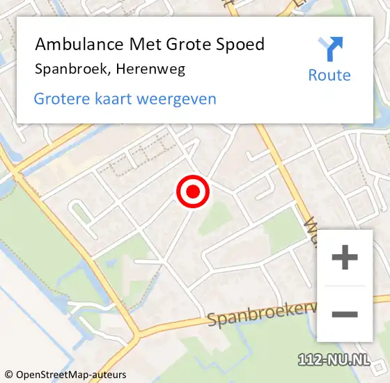 Locatie op kaart van de 112 melding: Ambulance Met Grote Spoed Naar Spanbroek, Herenweg op 10 februari 2023 10:11