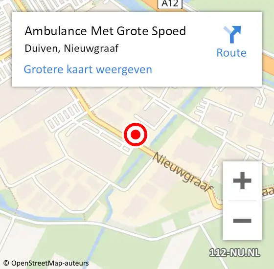 Locatie op kaart van de 112 melding: Ambulance Met Grote Spoed Naar Duiven, Nieuwgraaf op 10 februari 2023 10:11