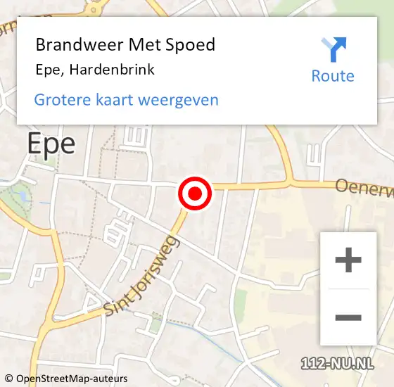 Locatie op kaart van de 112 melding: Brandweer Met Spoed Naar Epe, Hardenbrink op 10 februari 2023 10:18