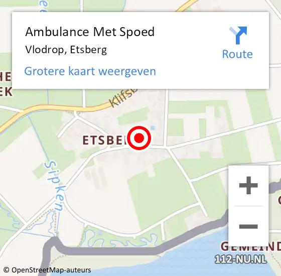Locatie op kaart van de 112 melding: Ambulance Met Spoed Naar Vlodrop, Etsberg op 10 februari 2023 10:58