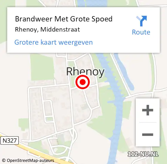 Locatie op kaart van de 112 melding: Brandweer Met Grote Spoed Naar Rhenoy, Middenstraat op 10 februari 2023 11:08