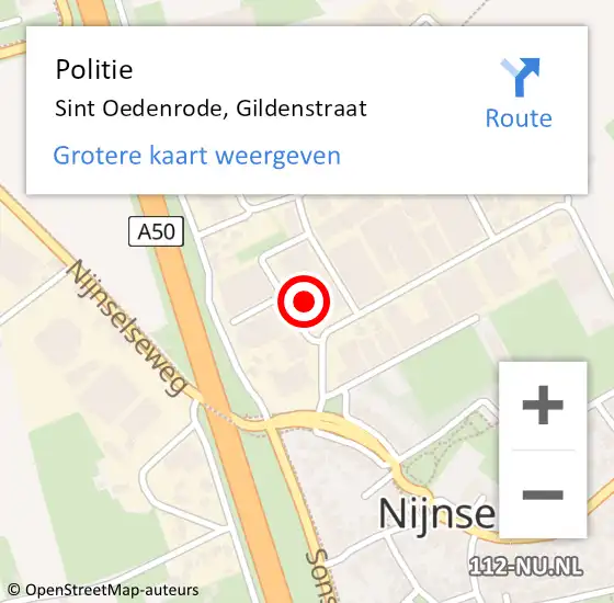 Locatie op kaart van de 112 melding: Politie Sint Oedenrode, Gildenstraat op 10 februari 2023 11:08