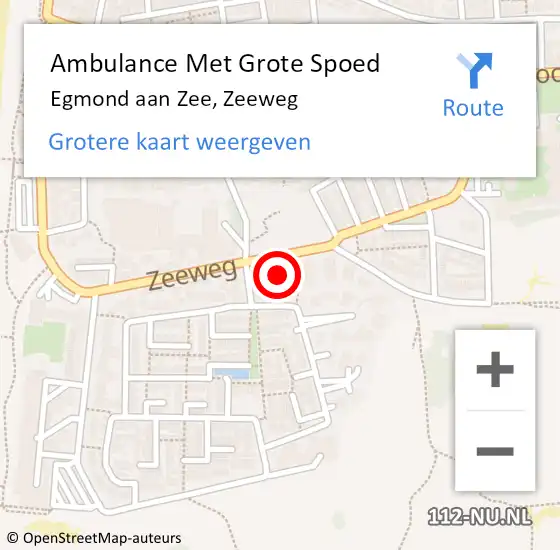 Locatie op kaart van de 112 melding: Ambulance Met Grote Spoed Naar Egmond aan Zee, Zeeweg op 15 augustus 2014 08:08