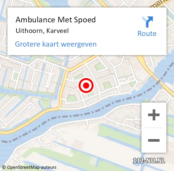 Locatie op kaart van de 112 melding: Ambulance Met Spoed Naar Uithoorn, Karveel op 10 februari 2023 11:37