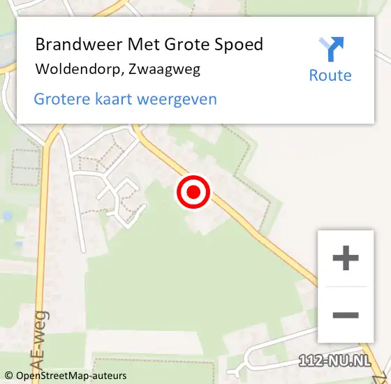 Locatie op kaart van de 112 melding: Brandweer Met Grote Spoed Naar Woldendorp, Zwaagweg op 10 februari 2023 11:52