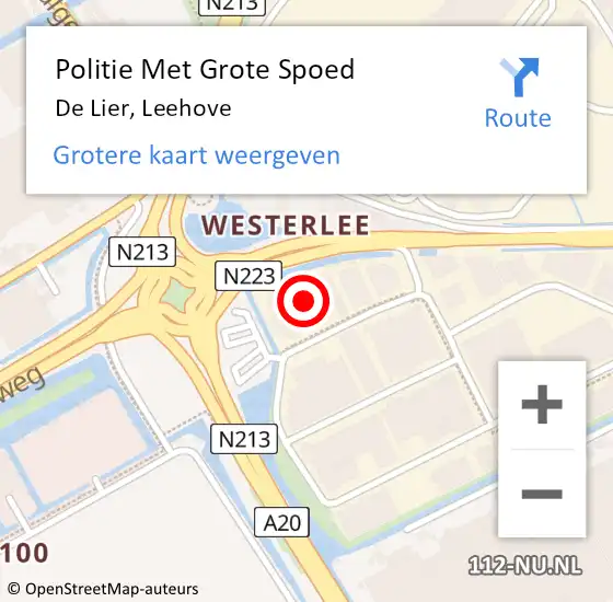 Locatie op kaart van de 112 melding: Politie Met Grote Spoed Naar De Lier, Leehove op 10 februari 2023 11:53