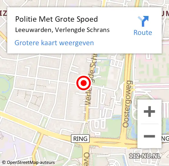 Locatie op kaart van de 112 melding: Politie Met Grote Spoed Naar Leeuwarden, Verlengde Schrans op 10 februari 2023 11:54