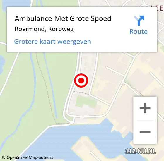 Locatie op kaart van de 112 melding: Ambulance Met Grote Spoed Naar Roermond, Roroweg op 10 februari 2023 12:26