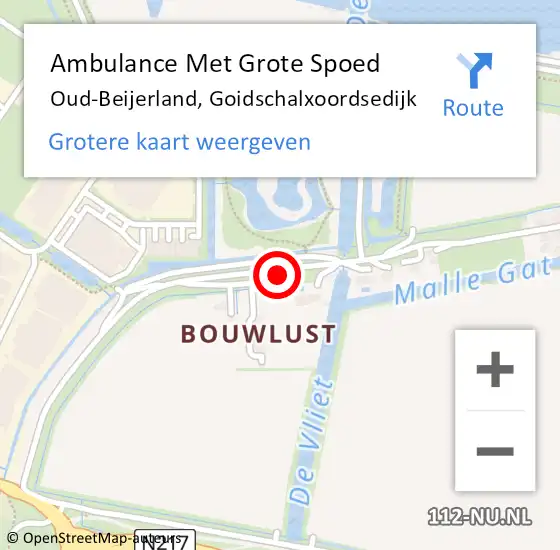 Locatie op kaart van de 112 melding: Ambulance Met Grote Spoed Naar Oud-Beijerland, Goidschalxoordsedijk op 10 februari 2023 12:39