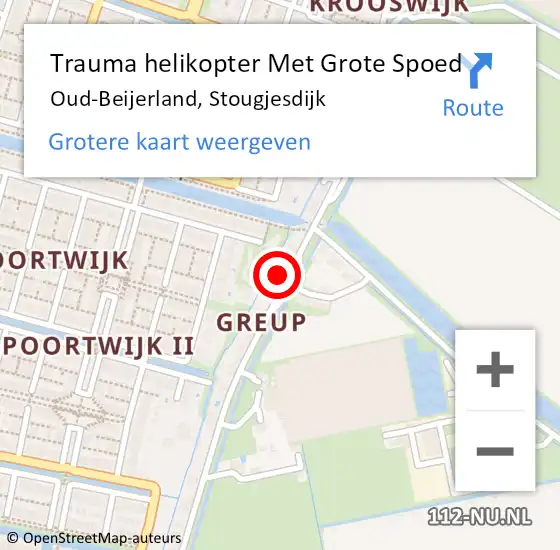 Locatie op kaart van de 112 melding: Trauma helikopter Met Grote Spoed Naar Oud-Beijerland, Stougjesdijk op 10 februari 2023 12:43