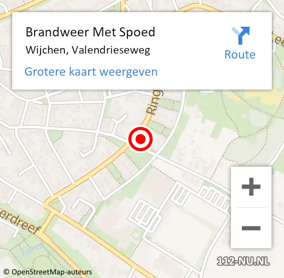 Locatie op kaart van de 112 melding: Brandweer Met Spoed Naar Wijchen, Valendrieseweg op 10 februari 2023 12:46