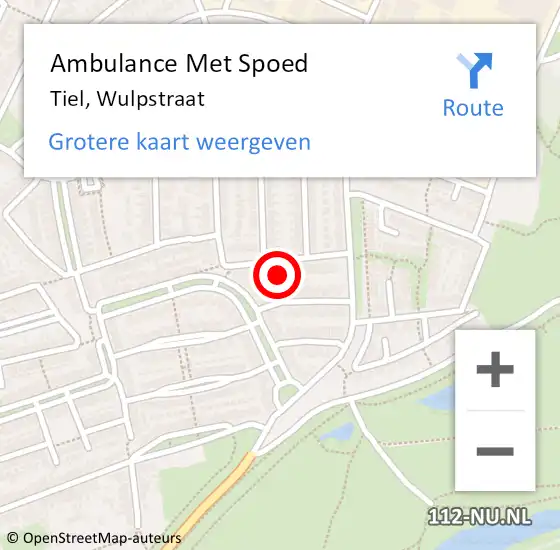 Locatie op kaart van de 112 melding: Ambulance Met Spoed Naar Tiel, Wulpstraat op 10 februari 2023 12:55