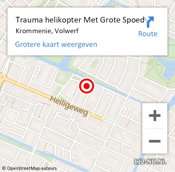 Locatie op kaart van de 112 melding: Trauma helikopter Met Grote Spoed Naar Krommenie, Volwerf op 10 februari 2023 13:08