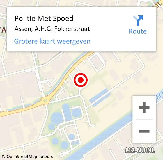 Locatie op kaart van de 112 melding: Politie Met Spoed Naar Assen, A.H.G. Fokkerstraat op 10 februari 2023 13:10