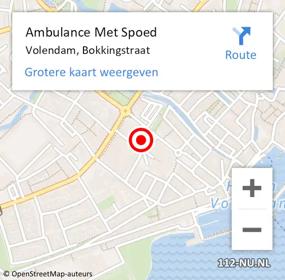 Locatie op kaart van de 112 melding: Ambulance Met Spoed Naar Volendam, Bokkingstraat op 10 februari 2023 13:17