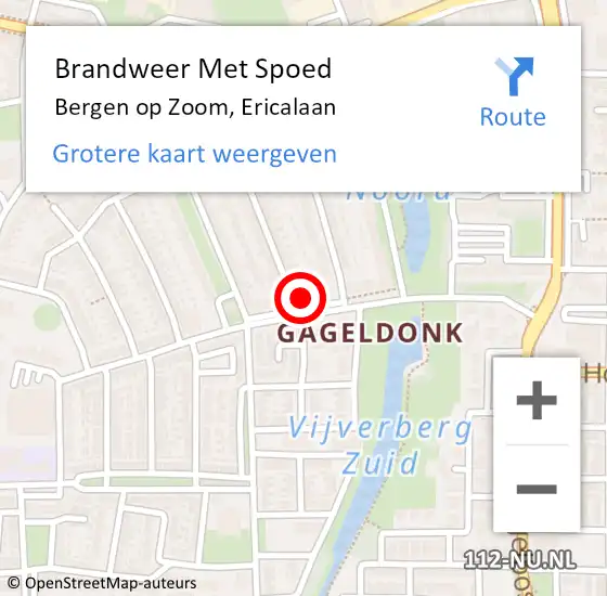 Locatie op kaart van de 112 melding: Brandweer Met Spoed Naar Bergen op Zoom, Ericalaan op 10 februari 2023 13:31