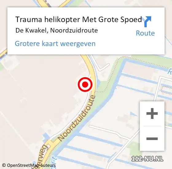 Locatie op kaart van de 112 melding: Trauma helikopter Met Grote Spoed Naar De Kwakel, Noordzuidroute op 10 februari 2023 13:35