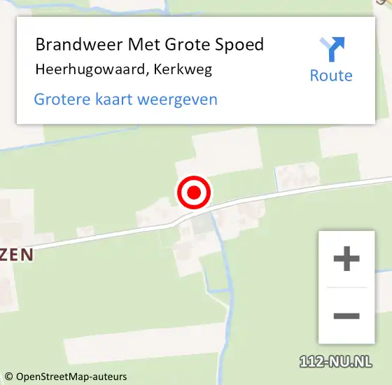 Locatie op kaart van de 112 melding: Brandweer Met Grote Spoed Naar Heerhugowaard, Kerkweg op 10 februari 2023 13:37